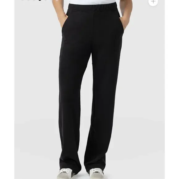 Saint + Sophia Putney Pull On Pants Size 12 Navy Blue Relaxed Straight Pockets - Picture 2 of 16